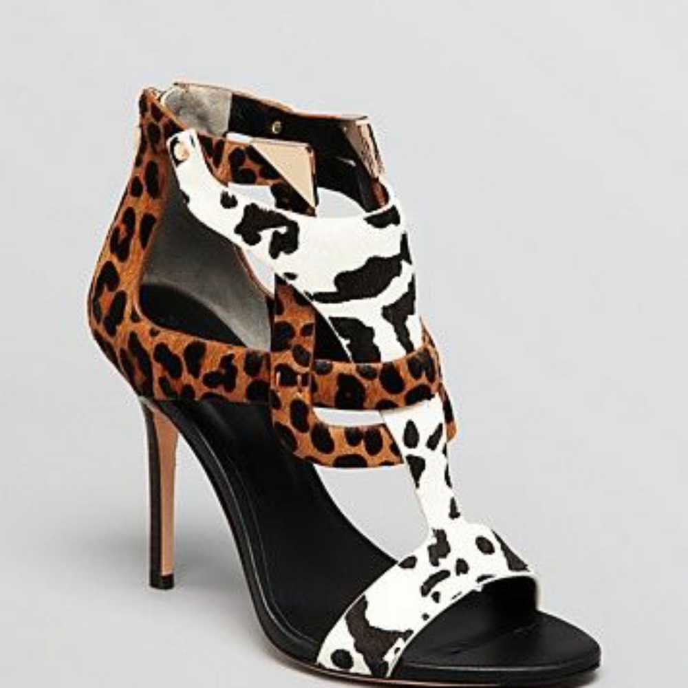 Rachael Roy Leopard print, leather high heels